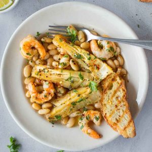 Caramelized Fennel with Shrimp and White Beans